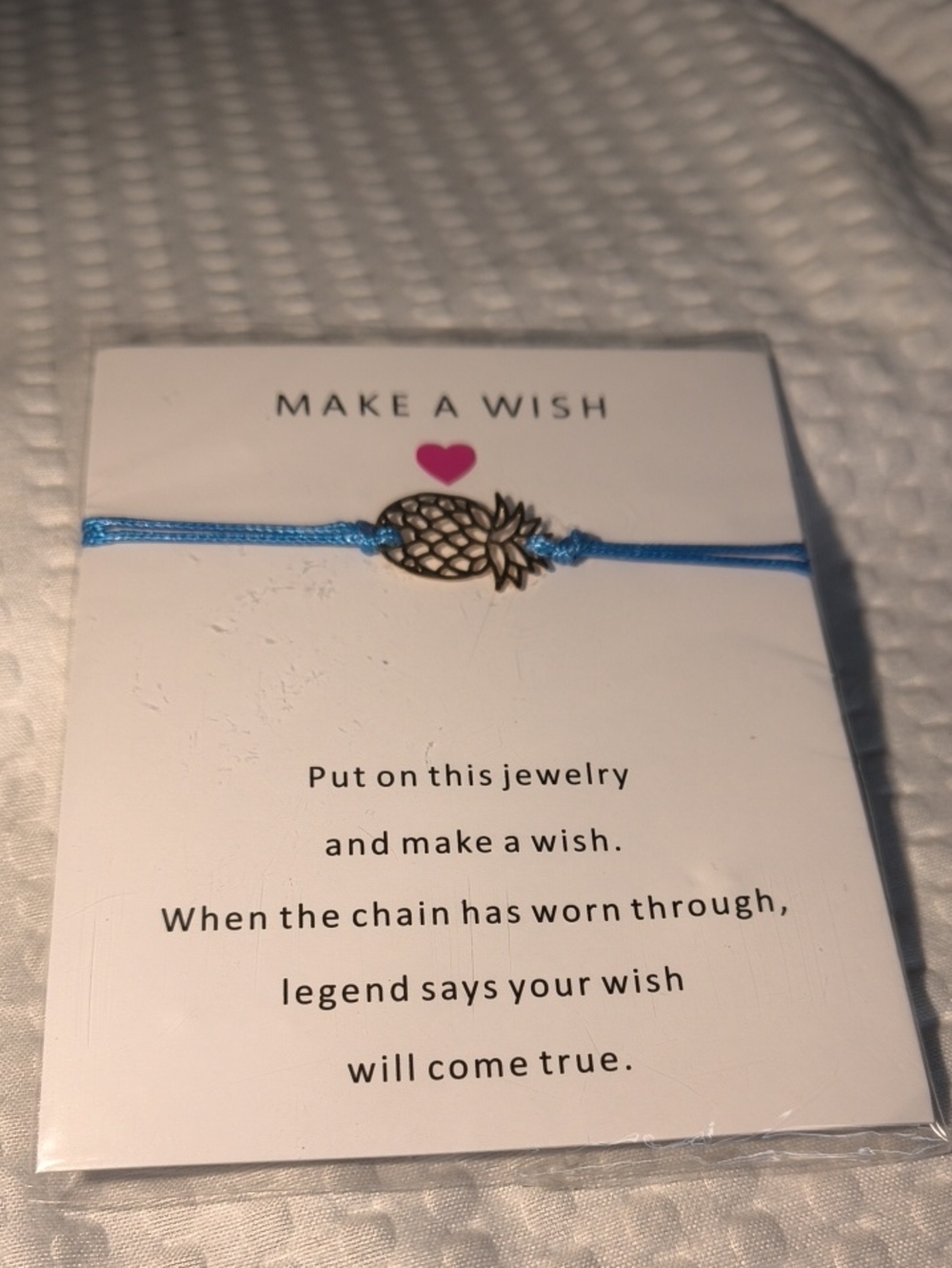 Blue Pineapple Make A Wish Cord Bracelet